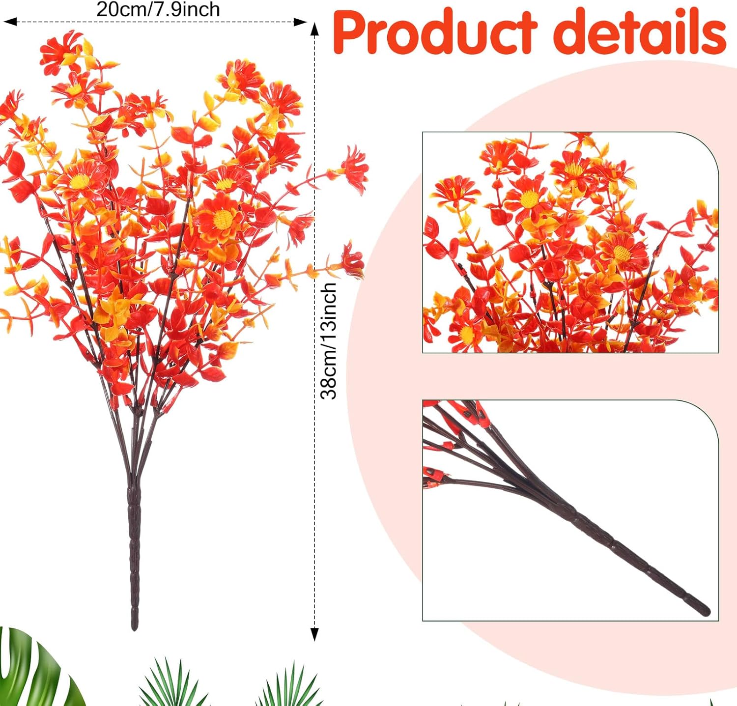 Geosar 24 Bundles Fall Artificial Flowers Artificial Outdoor Flowers UV Resistant Yellow Orange Flowers Faux Flowers Decorations Fake Plants for Autumn Home Porch Wedding Garden Decor