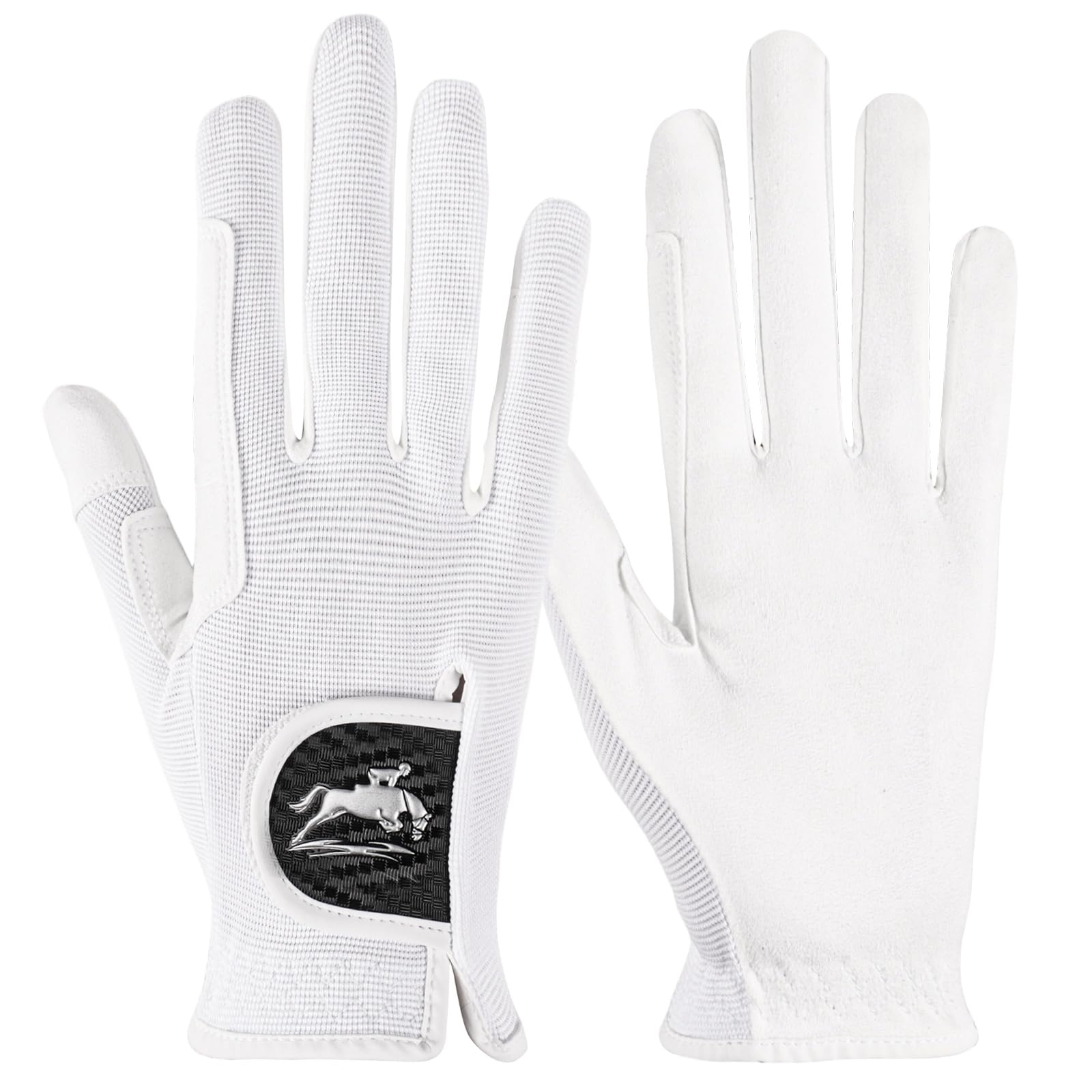 AXKAL Horse Riding Gloves Women Kids Professional Equestrian Horseback Value Pair, Ladies Kid Riding Gloves Mittens Breathable Stretchable for Youth Girls Outdoor Sport (Women-White, M) — image 1