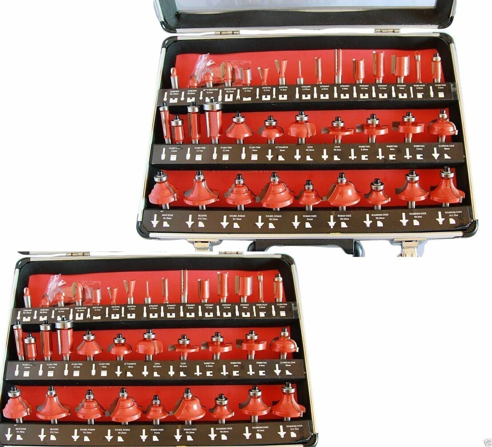 Kit da 35 Frese Gambo 6mm per Legno per Fresatrice a Pantografo Frese per Scanalature Legno Frese per Lavorazione Legno Frese per Bordi Cornici (Kit da 35 pezzi Gambo 6mm)