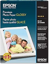 Epson Papel fotográfico premium brilhante (21 x 28 cm, 25 folhas) (S042183), branco