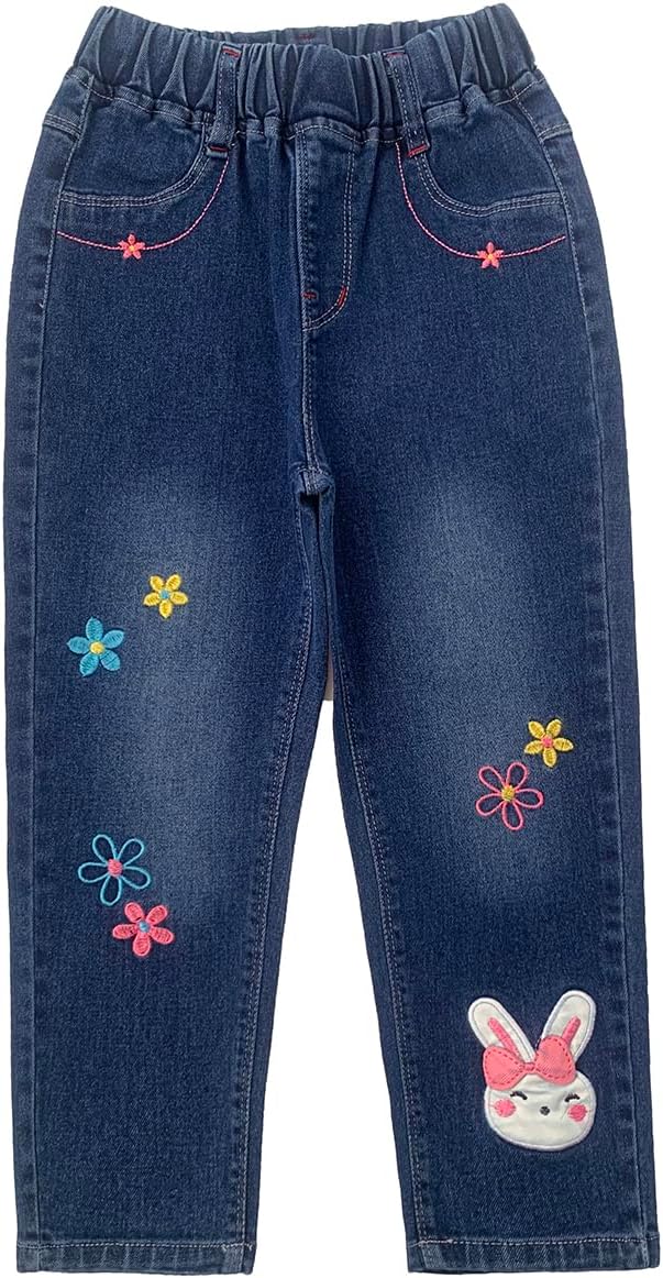 Peacolate 2-7T Spring Fall Little Girls 2pcs Clothing Set T Shirt and Jeans - Image 4