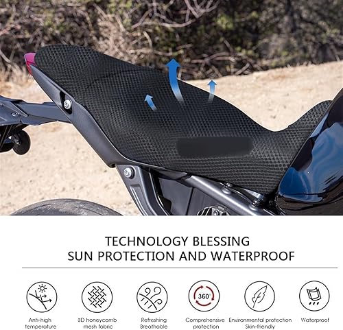 Miniatura 4 de Funda de asiento de tela de malla 3D para Yamaha MT09 MT-09 MT 09 2021 de tela de nailon con diseño de panal de abeja