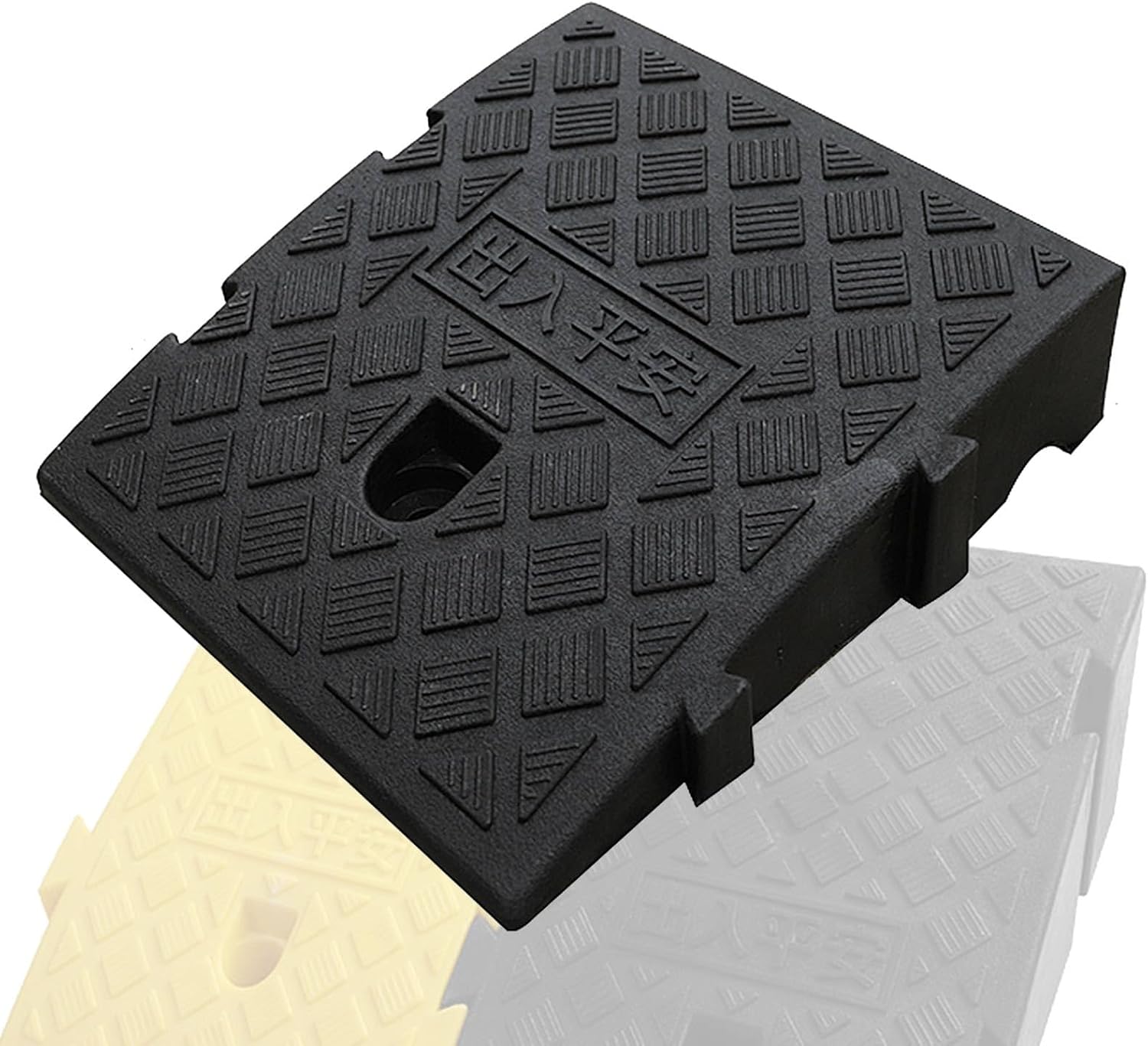 YAEGER Curb Ramp Heavy Duty Plastic Threshold Ramps for Loading Dock Garage Sidewalk Truck Scooter Wheelchair Non-Slip Textured Surface Driveway Ramp(Black,16cm Rise high)