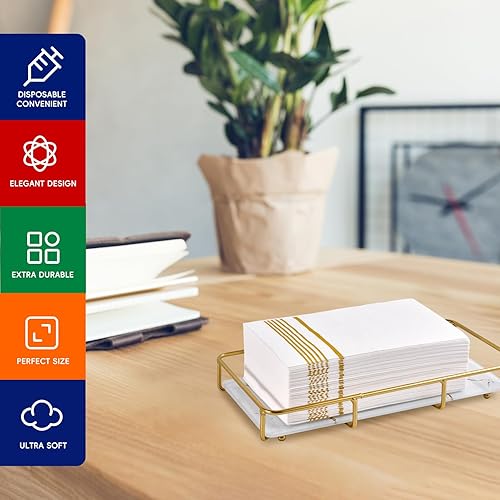 Miniatura 2 de Paquete de 100 servilletas de papel desechables de 3 capas de alta calidad, servilletas de cena desechables, suaves, absorbentes, servilletas de