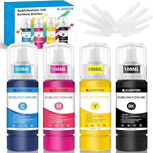GUBFFON Sublimation Ink for EcoTank ET-2400, ET-2800, ET-2720, ET-2760, ET-2750, ET-4800, ET-2803, ET-2850 Printers, 4x100ml (BK, C, M, Y)