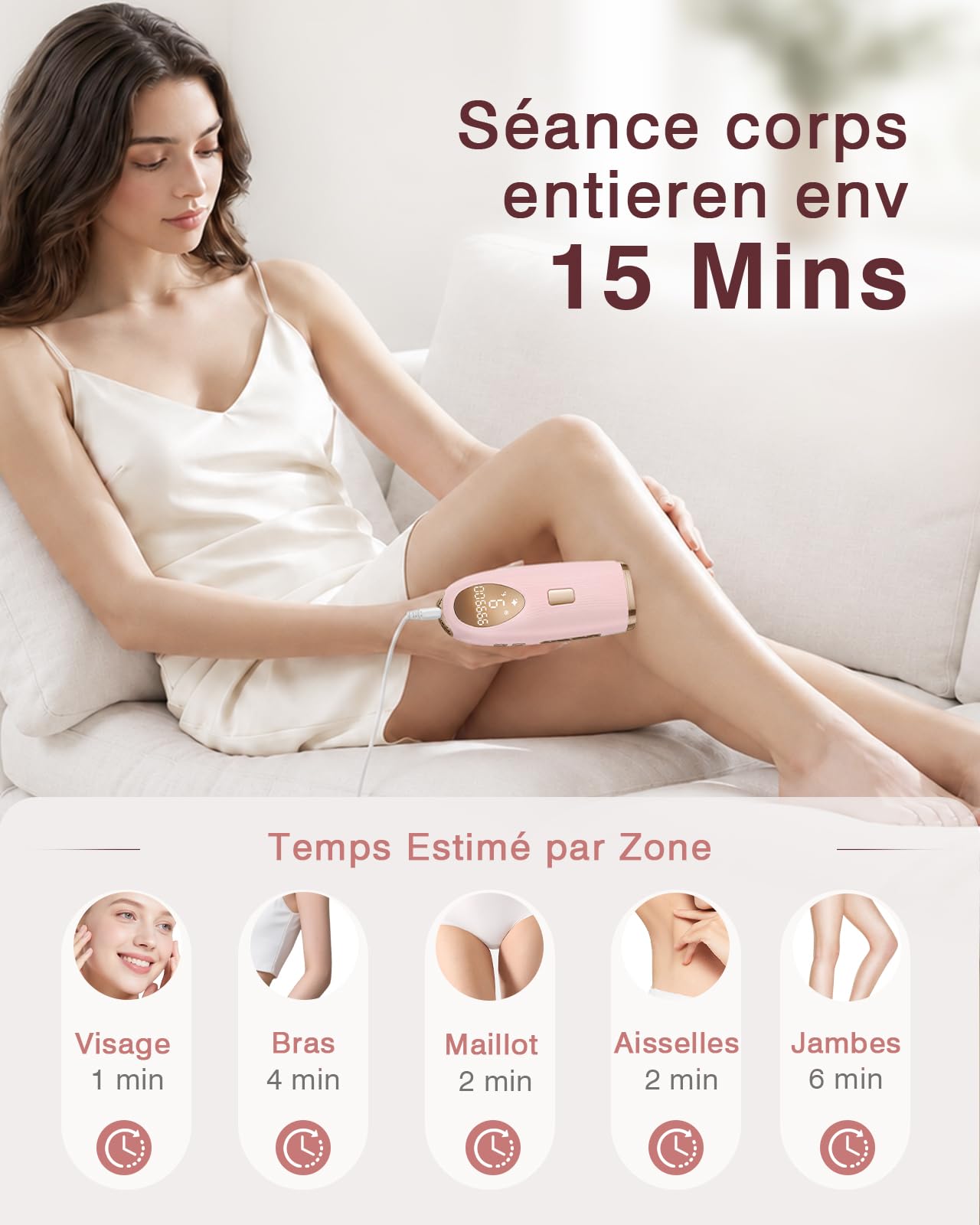 Épilateur Lumière Pulsée IPL avec Refroidissement, Épilateur Laser pour Femme et Homme, 9 Niveaux d’Énergie, 999900 Flashs, Épilation Laser à Domicile pour Aisselles, Maillot et Corps, ck1124