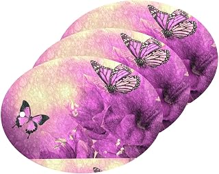 MAOBLYR Quick Absorption Household Cleaning Sponge,Double-Sided Reusable3.54x2.56In,Kitchen Tableware Multi-Purpose Cleaning 3 Sets-Purple Butterfly Flower
