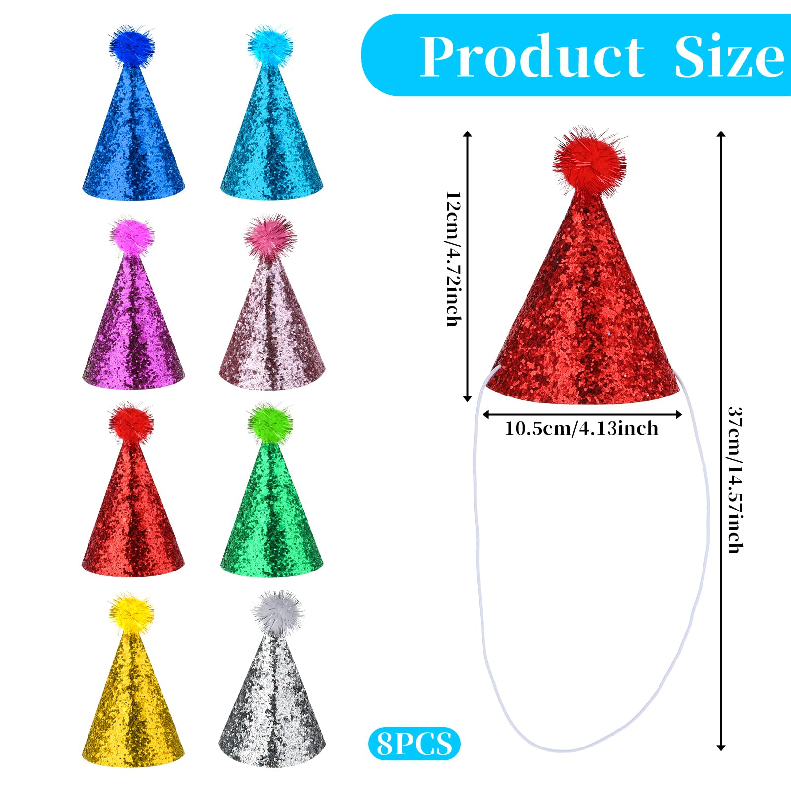 Festive Cone Shaped Party Hats, Party Hats, Cone Hats, Colorful Hats