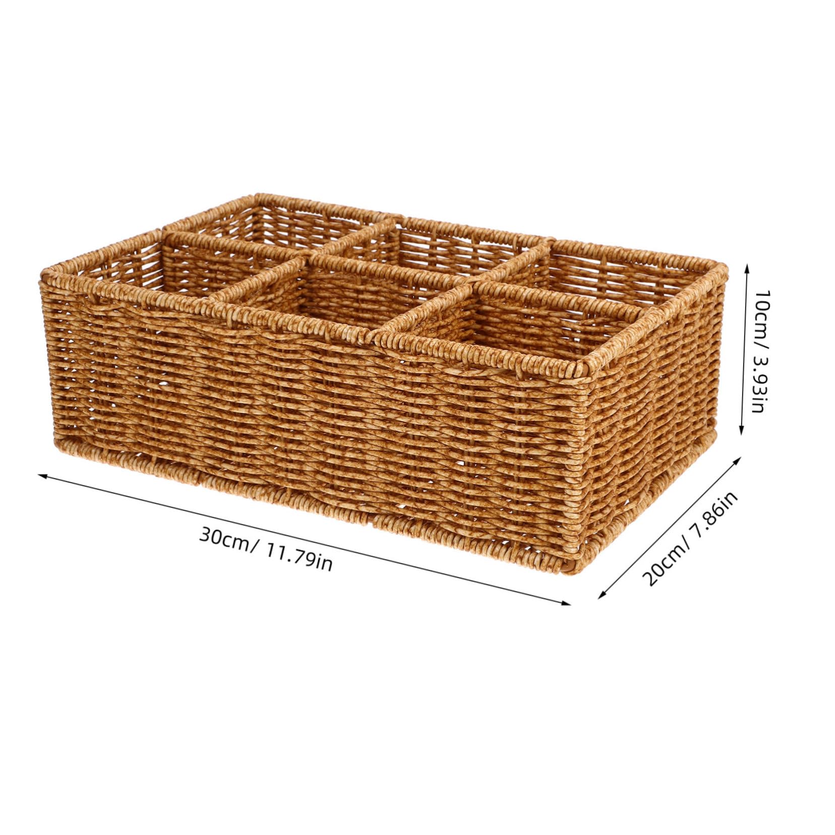 Kunststoffrattan Besteckkorb Khaki Geflochtener mit Fächern