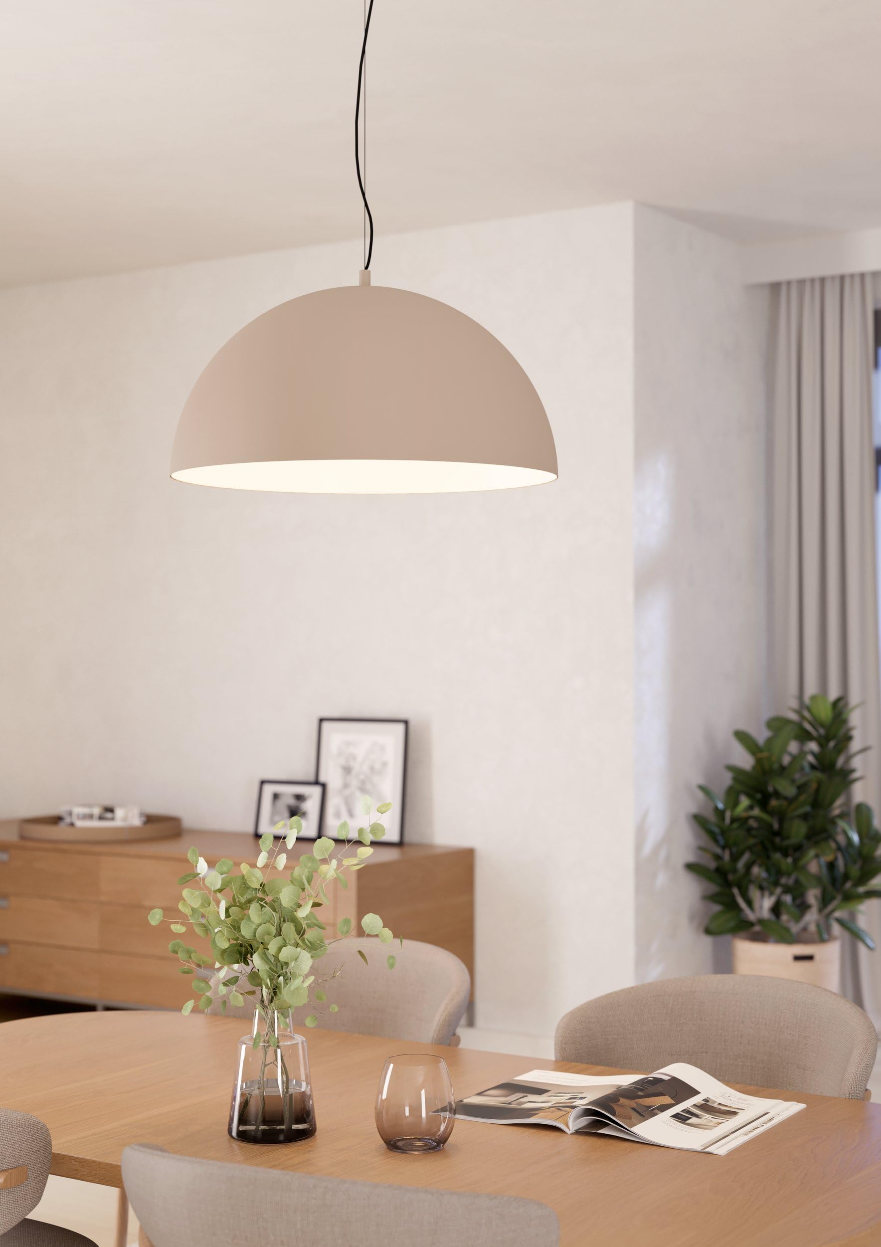 EGLO Gaetano 1 lampa wisząca, żyrandol do salonu i jadalni, lampa sufitowa wisząca w kolorze czarnym i piaskowym, oprawka E27, Ø 53,5 cm