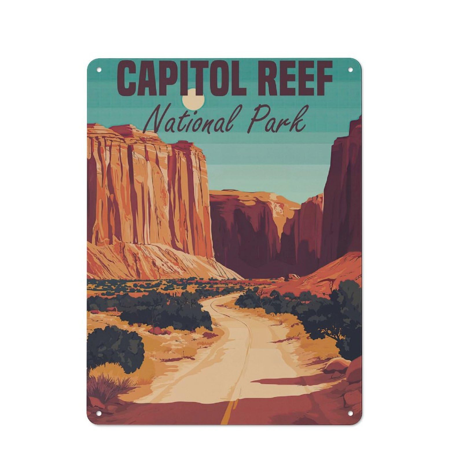 Junmoney Capitol Reef National Park Vintage Decorative Tin Plaque 40X30cm, Room Wall Plaque For Hallway, Home Bar, Garage Or Study