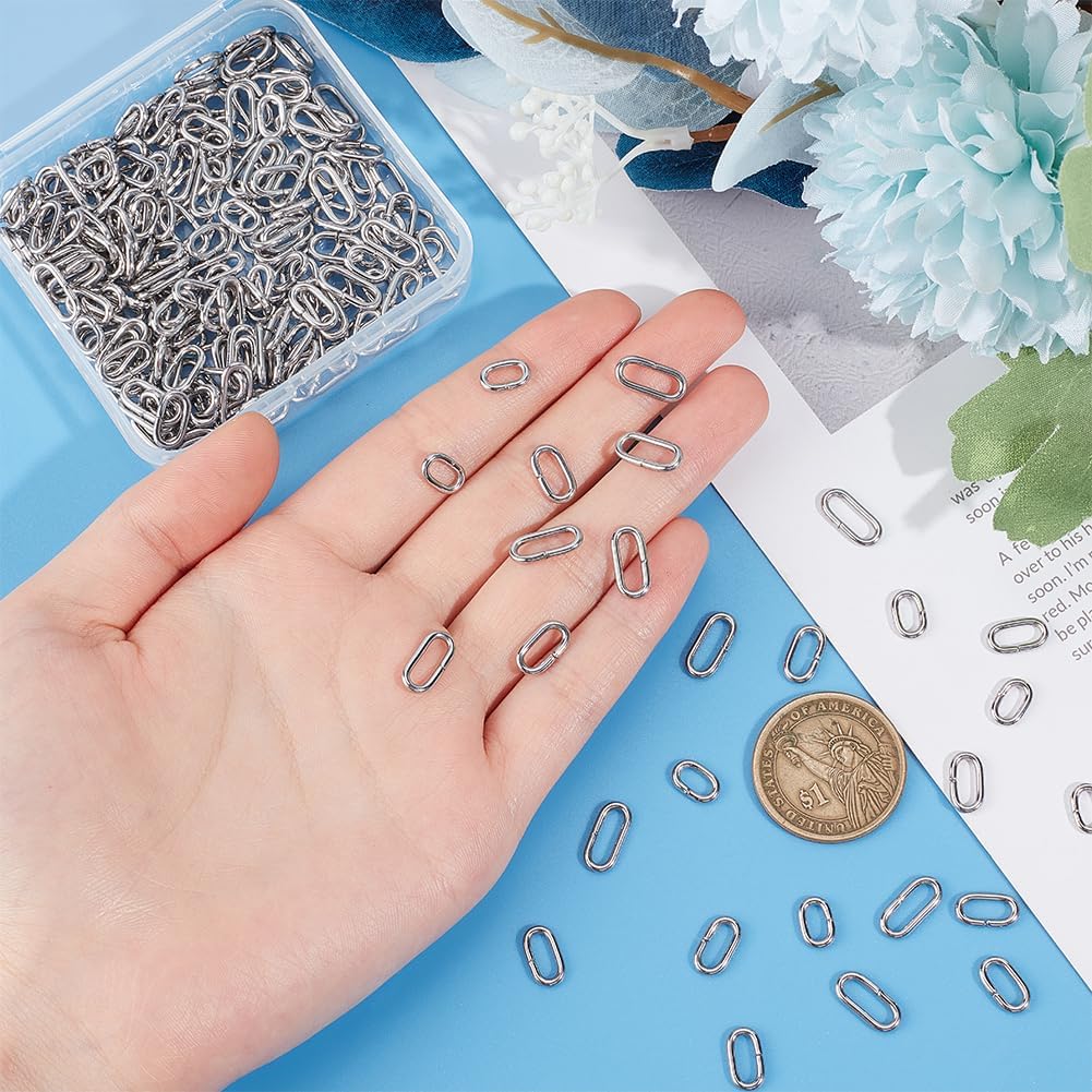 UNICRAFTALE About 240Pcs Oval Linking Connector 3 Sizes Stainless Steel Linking Rings Metal Closed but Unsoldered Oval Jump Ring Jewelry Keychain for Jewelry Making Accessories