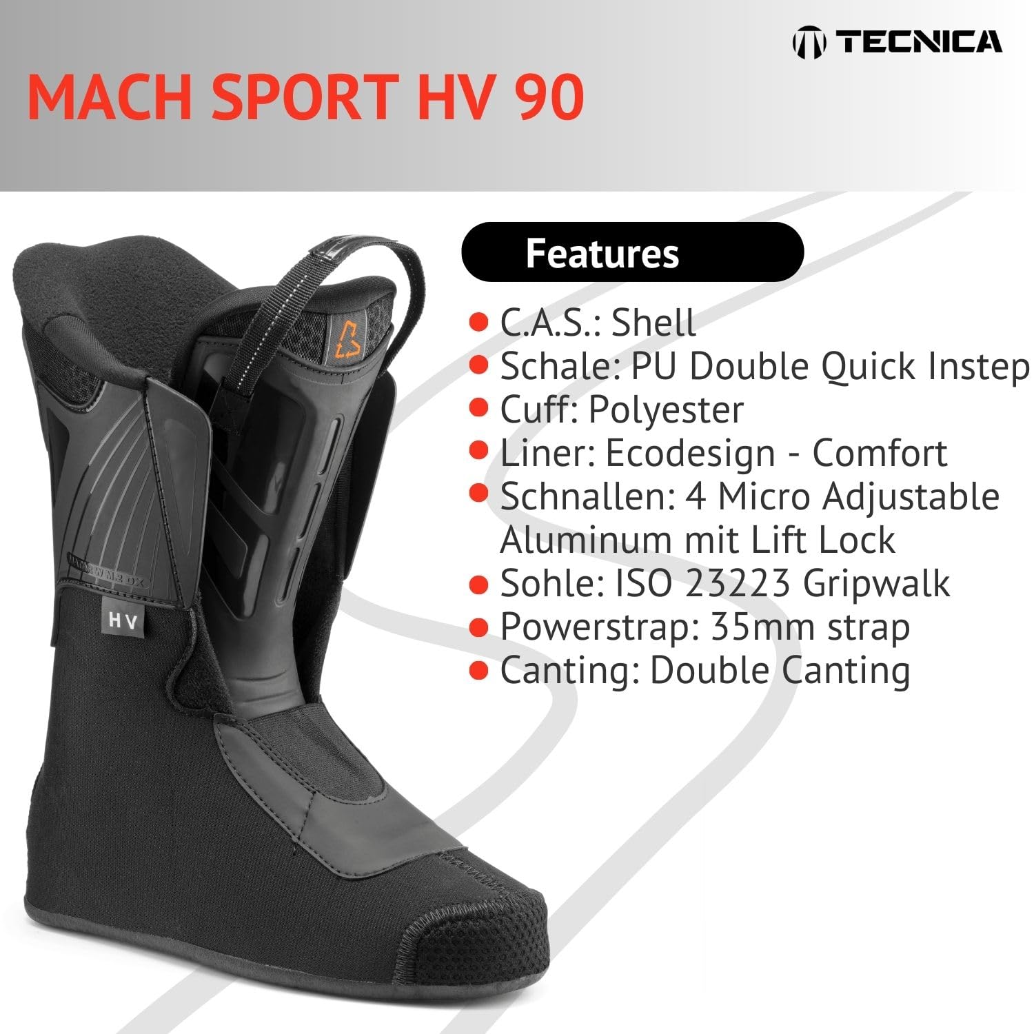 Tecnica - Scarpe Da Sci Mach Sport Hv 90 RT Gw Sport Grey Uomo - Dimensione 40 2/3 - Grigio