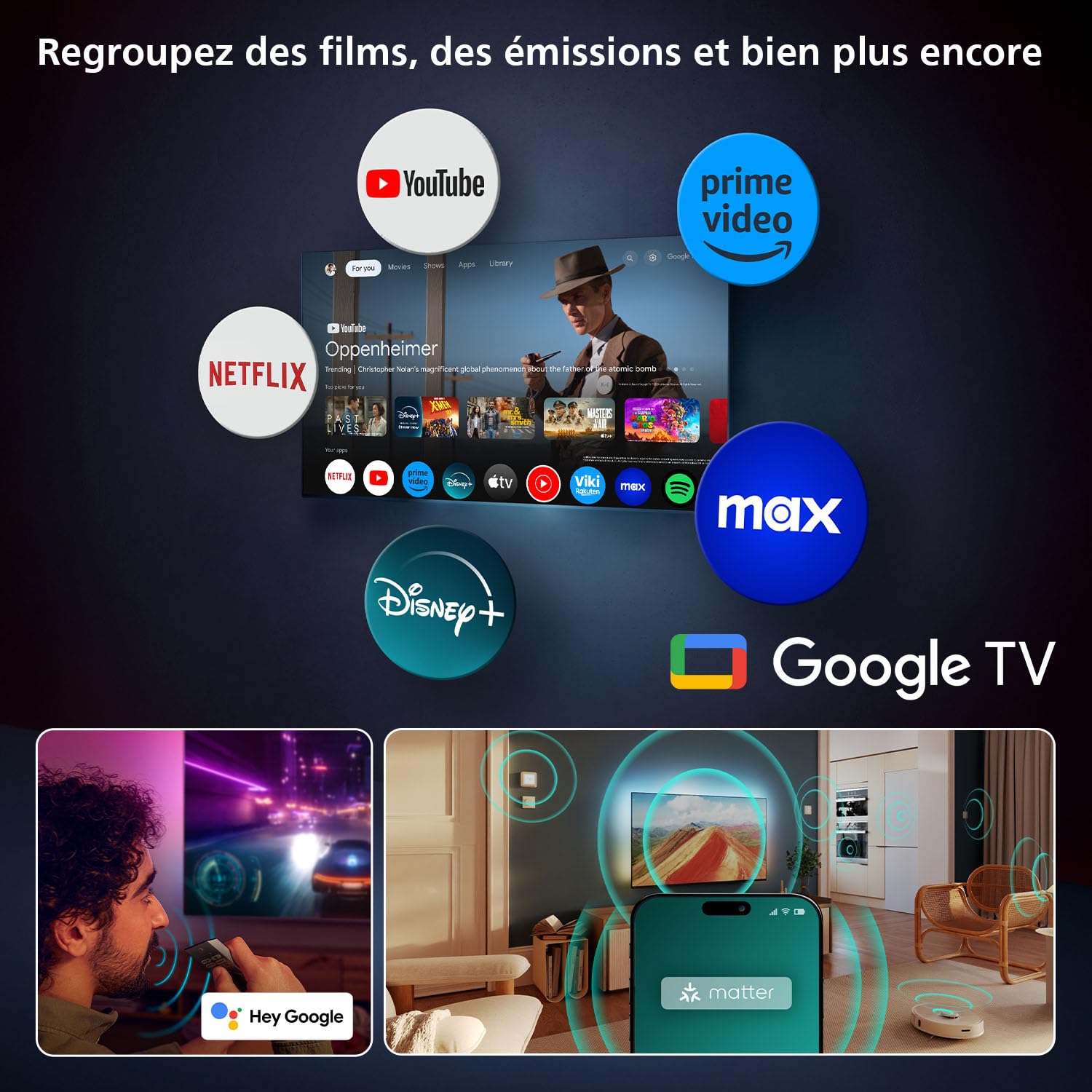Philips Ambilight 42OLED810 4K OLED Smart TV, écran 42 ", avec moteur Perfect Picture Engine Ultra HD, Titan OS, Dolby Vision et Atmos Sound Fonctionne avec Alexa et Google Assistant vocal