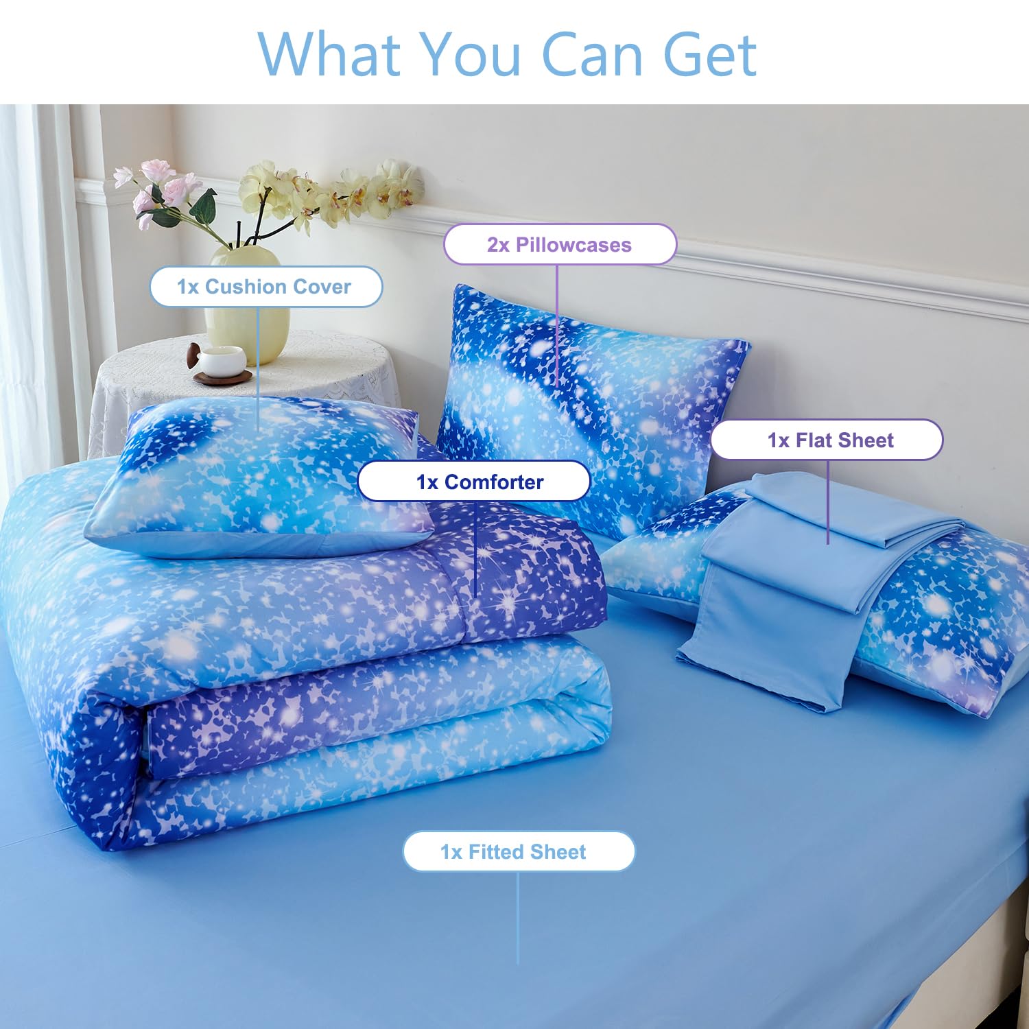 PERFEMET Queen Comforter Set - Blue Sheets -6 PERFEMET Queen Comforter Set - Blue Sheets -6