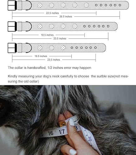 Miniatura 6 de Collar de cuero para perro, 2 pulgadas de ancho, collares de cuero genuino resistente, hecho a mano, suave y lujoso, la mejor opción llamativa para