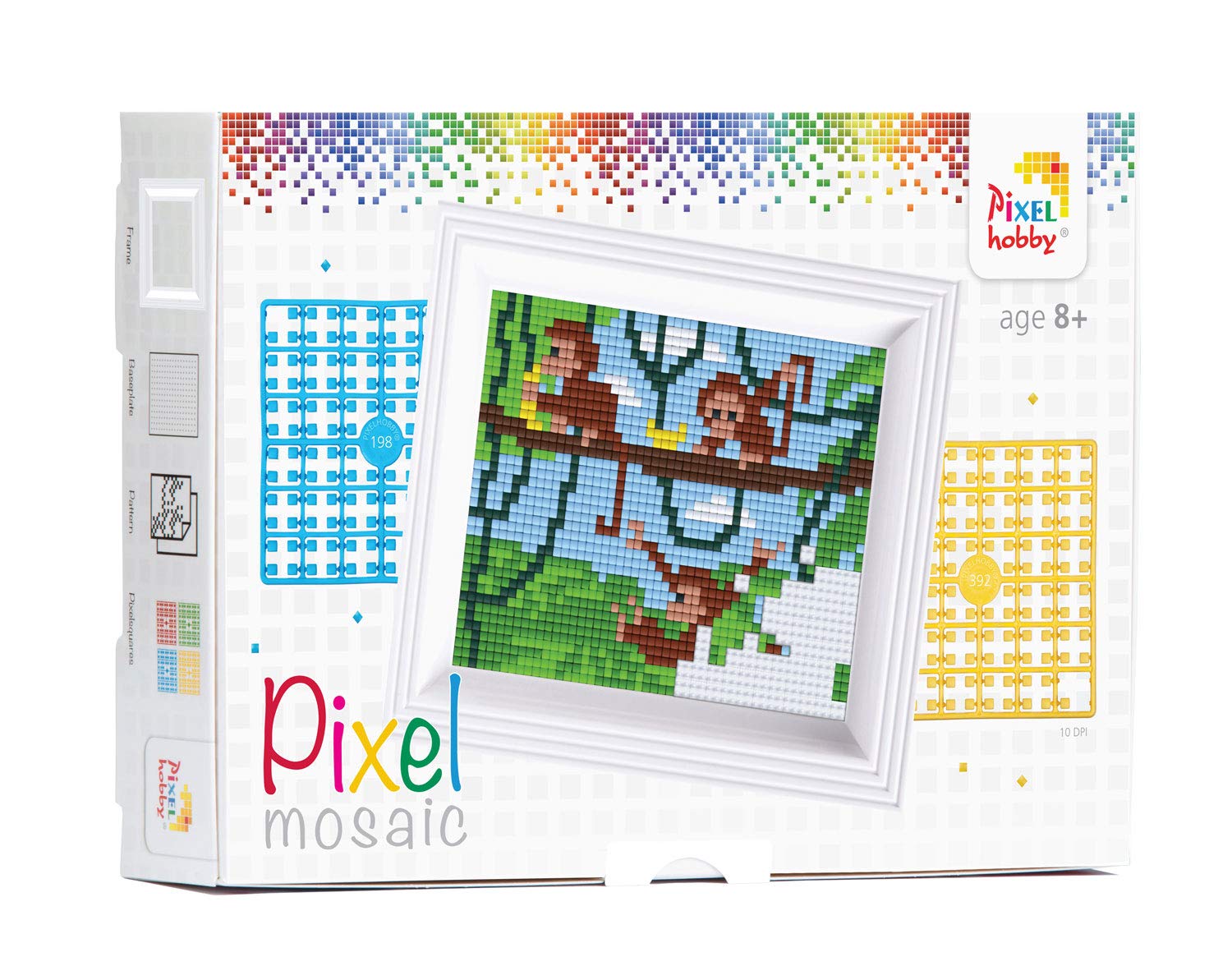 Pracht Creatives Hobby Pixel P31255 Mosaic Gift Packaging Monkey, Pixel Picture with Frame, Easy Plug-In System, No Ironing or Gluing, Stones Made of Bioplastic