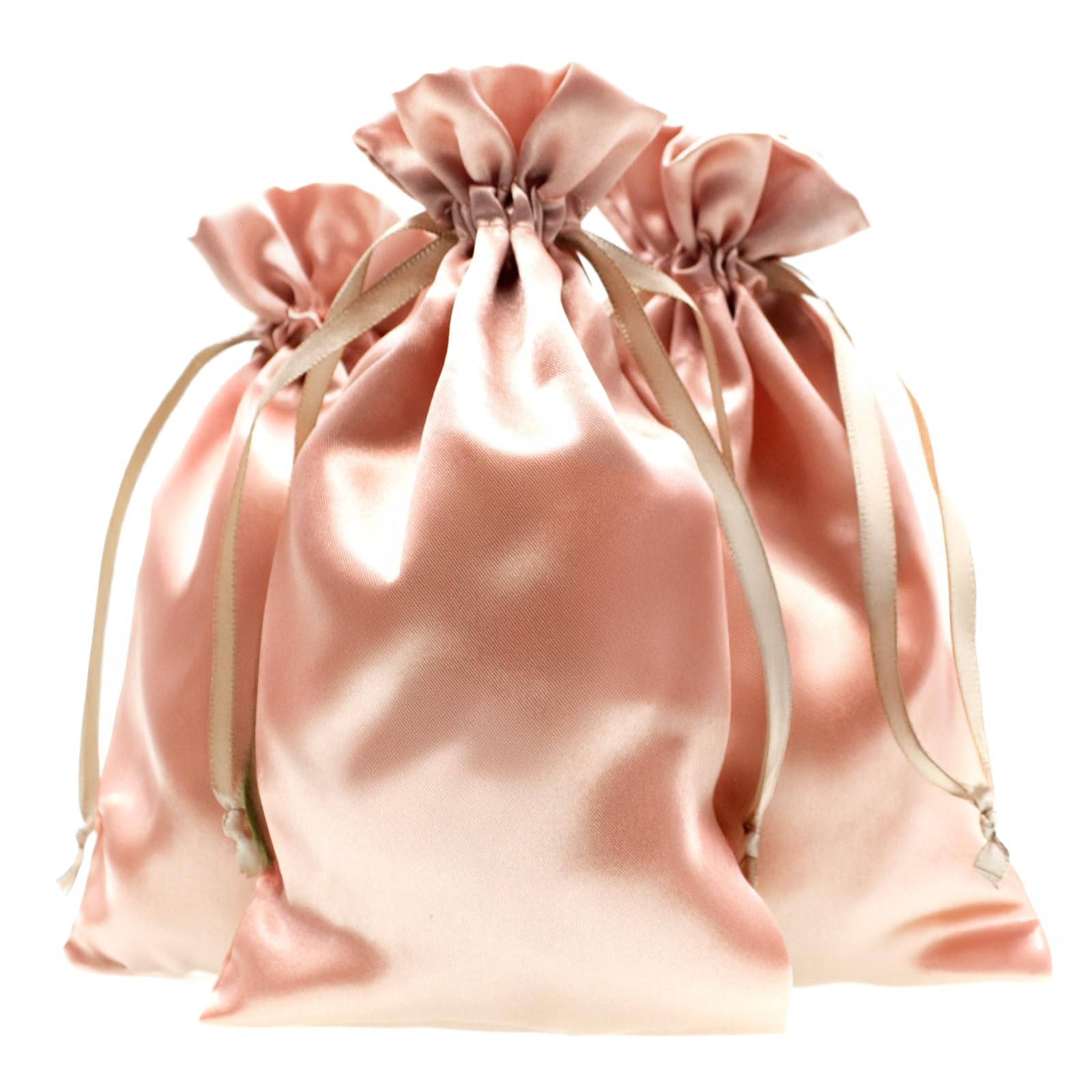 Knitial 5" x 8" Rose Gold Satin Gift Bags, Jewelry Bags, Wedding Favor Drawstring Bags Baby Shower Christmas Gift Bags 50 per Pack
