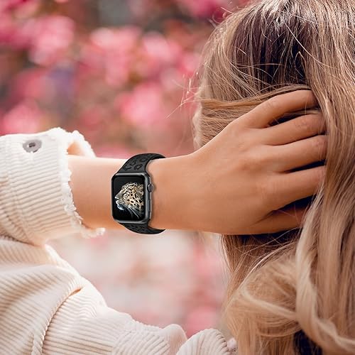 Miniatura 6 de Correas deportivas de silicona con grabado de leopardo para Apple Watch Band de 1.575 in 1.496 in 1.614 in 1.654 in 1.732 in 1.772 in, correa
