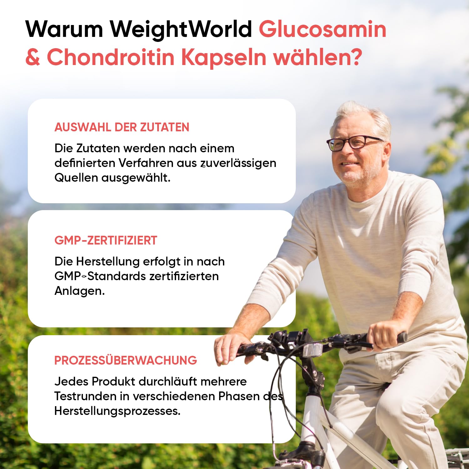 WeightWorld Glucosamin Chondroitin & MSM - 180 Stück - Täglich 1-2 Kapseln | Mit Vitamin C, Hyaluron & Bio Kurkuma, Hergestellt in der EU, Glutenfrei & Frei von Magnesiumstearat