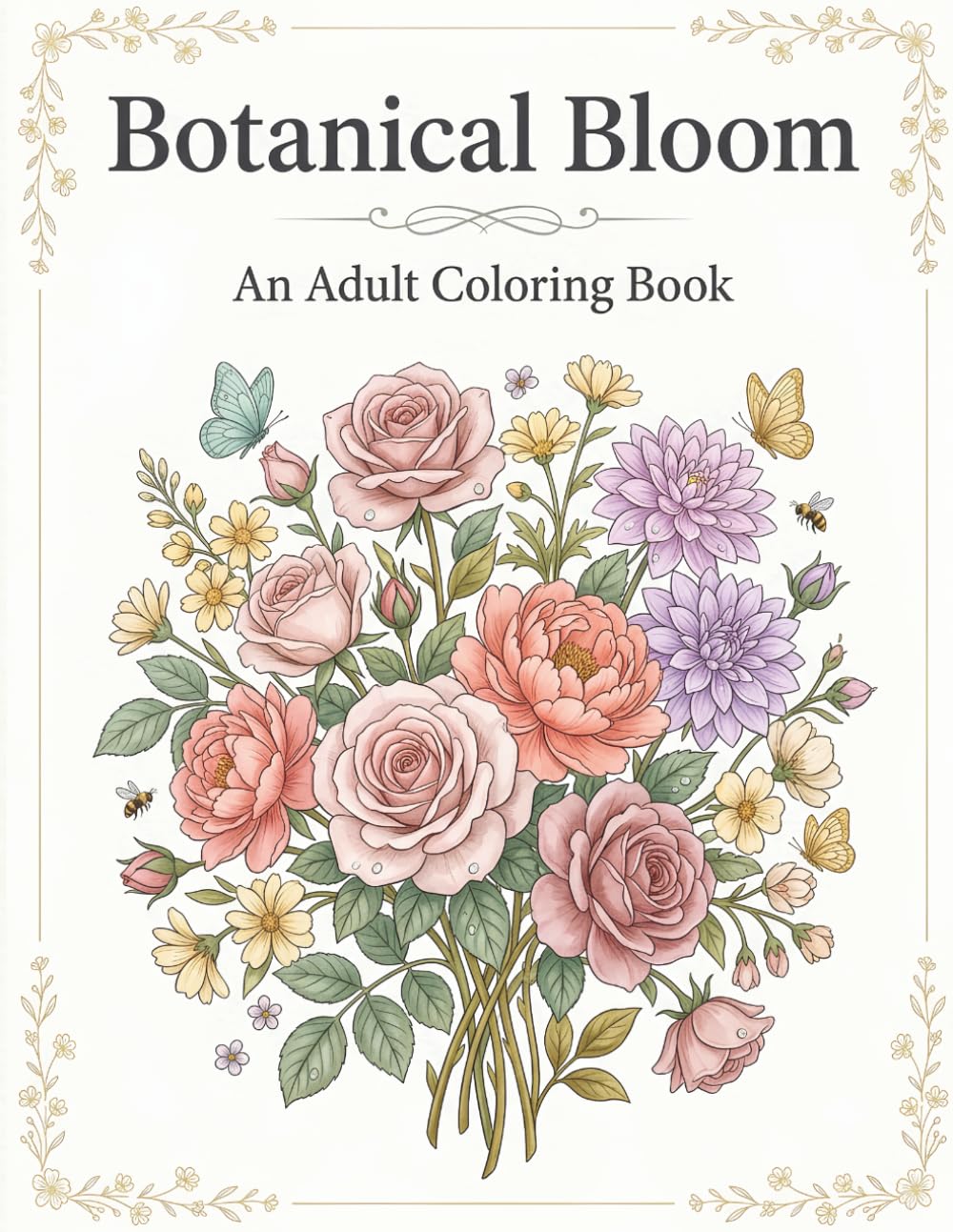 Botanical Bloom: An Adult Coloring Book of Beautiful Flowers Plants and Gardens for Stress Relief and Relaxation