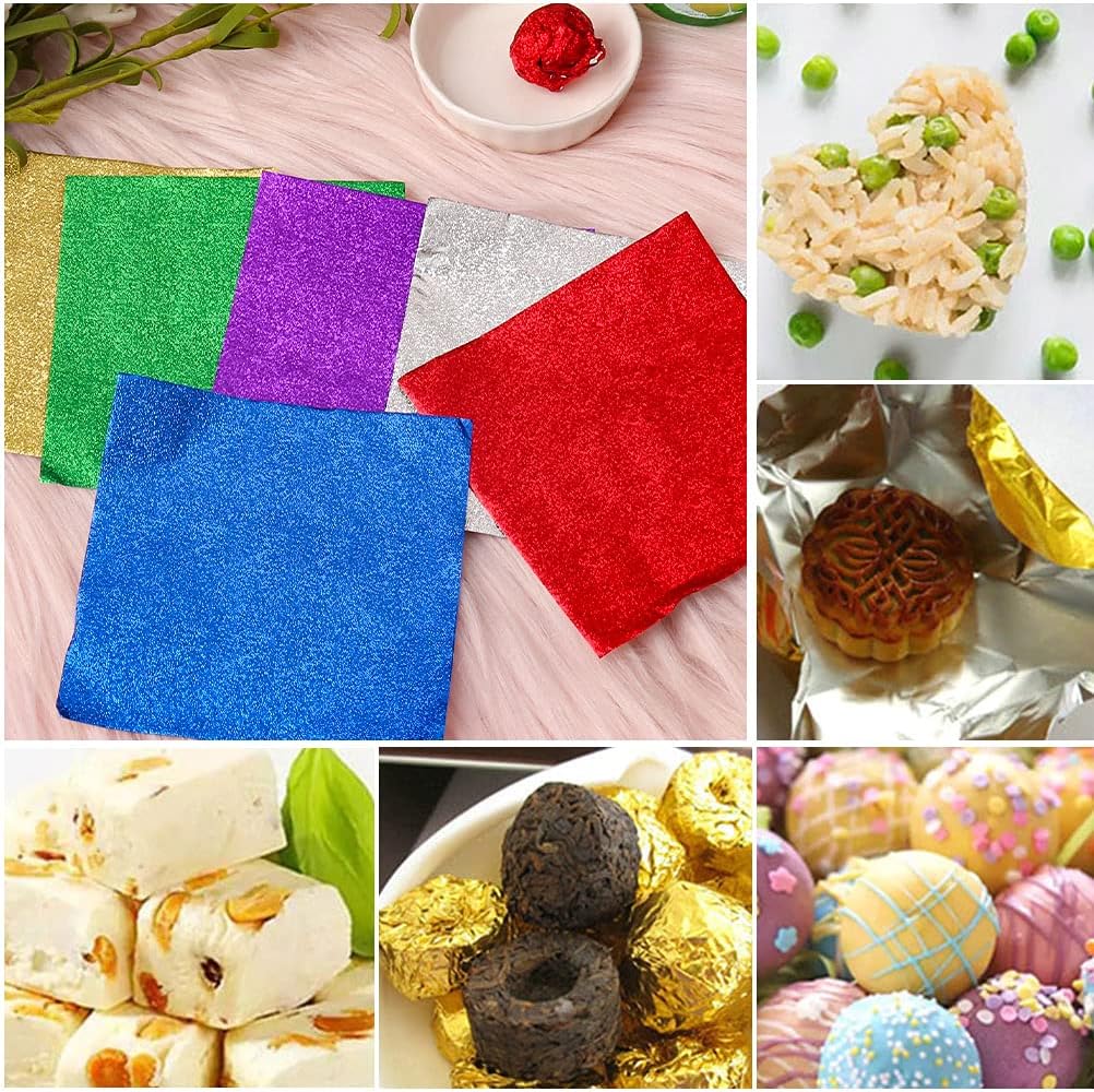 600pcs Foil Candy Wrappers, 4x4 inches DIY Square Package Wrapping Papers for Easter Decorations Chocolate Candy Packaging
