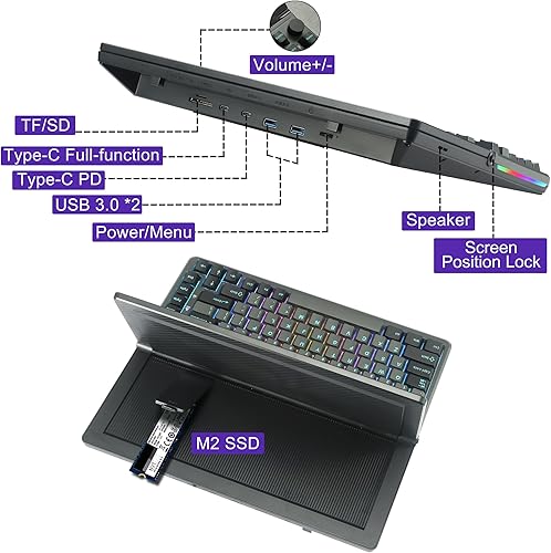 Miniatura 9 de JoyReal Monitor de pantalla táctil portátil para portátil, extensor de pantalla de 12.3 pulgadas, monitor de temperatura VESA, CPU, PC, segunda