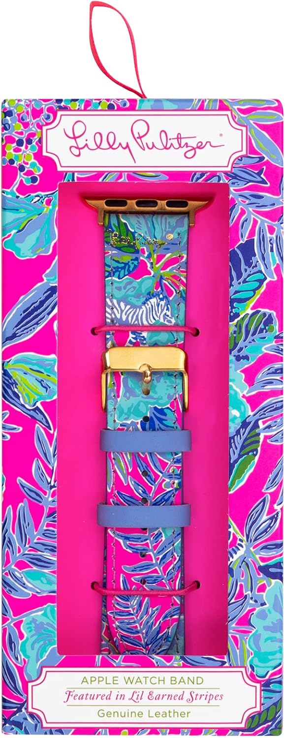 Lilly Pulitzer Geniune Leather Watch Band Sized to Fit 38mm & 40mm Smartwatches, Compatible with Apple Watch Series 1-6 and SE,
