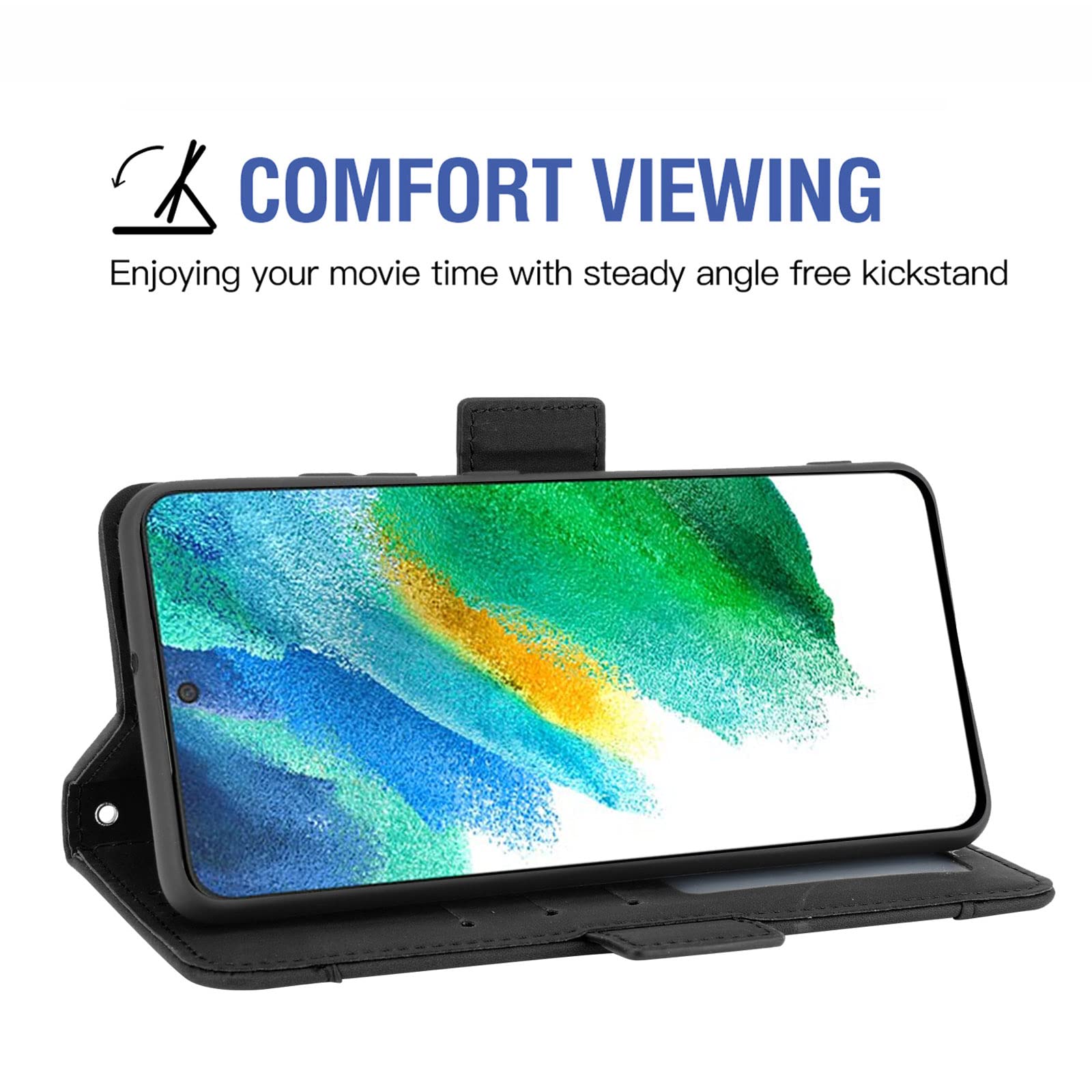 Auotu PU Leather with camera lens protection Wallet Pouch Flip Case Cover With Stand Card Slot Design For DOOGEE DK10 Smartphone (Black) - Image 4