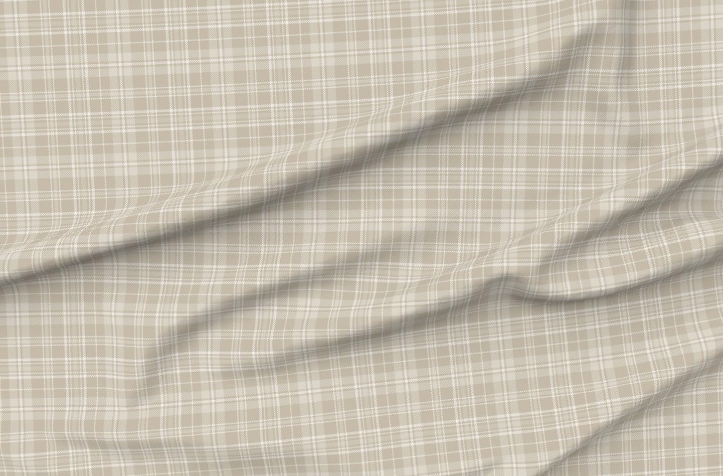Spoonflower Fabric - Neutral Plaid Tan Beige Cream Tartan Check Rustic Traditional Classic Printed on Petal Cotton Fabric Fat Quarter - Sewing Quilting Apparel Crafts Decor