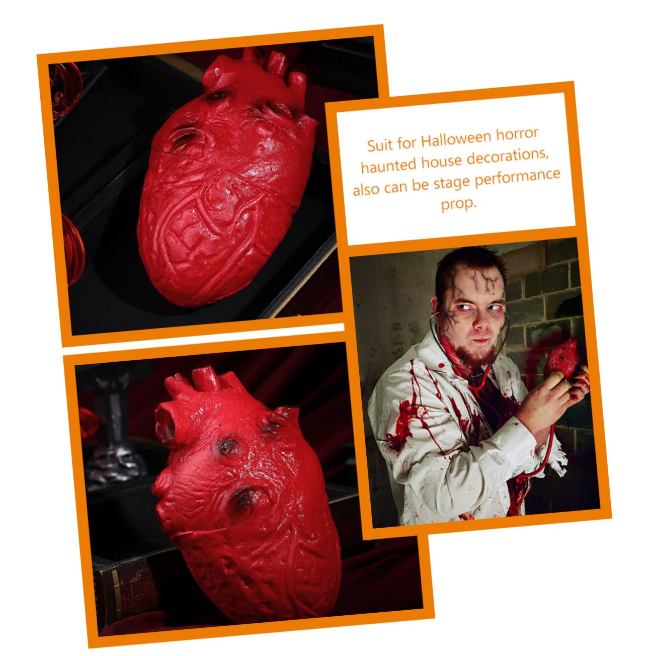 Abaodam 2Pcs Halloween Scary Fake Heart Props Lifelike Simulation Human Organ Decorations for Spooky Home and Pranks Vinyl Material for Parties - Image 4