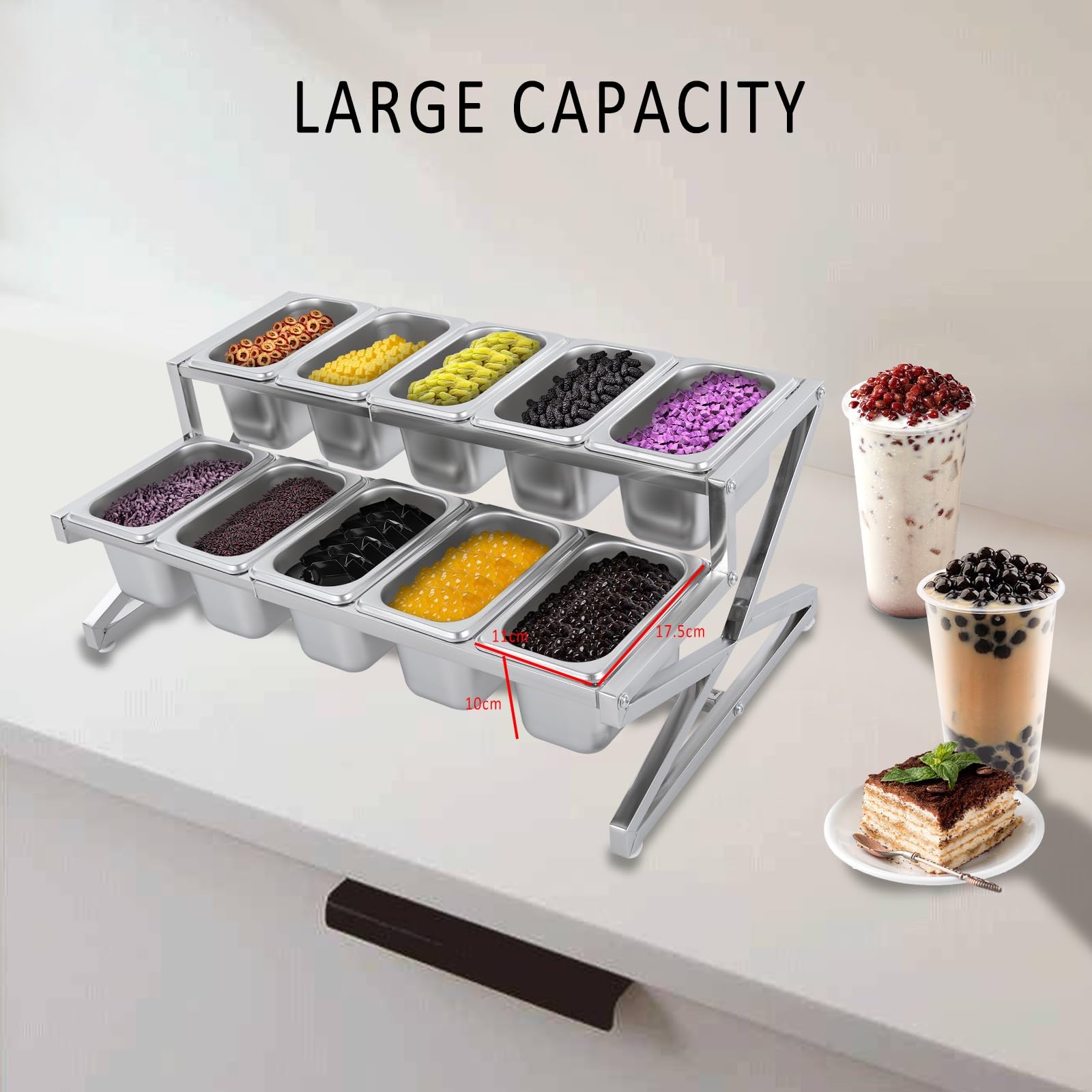 Topping Station estensibile per pizza con design retrattile per cucina buffet o ristorante