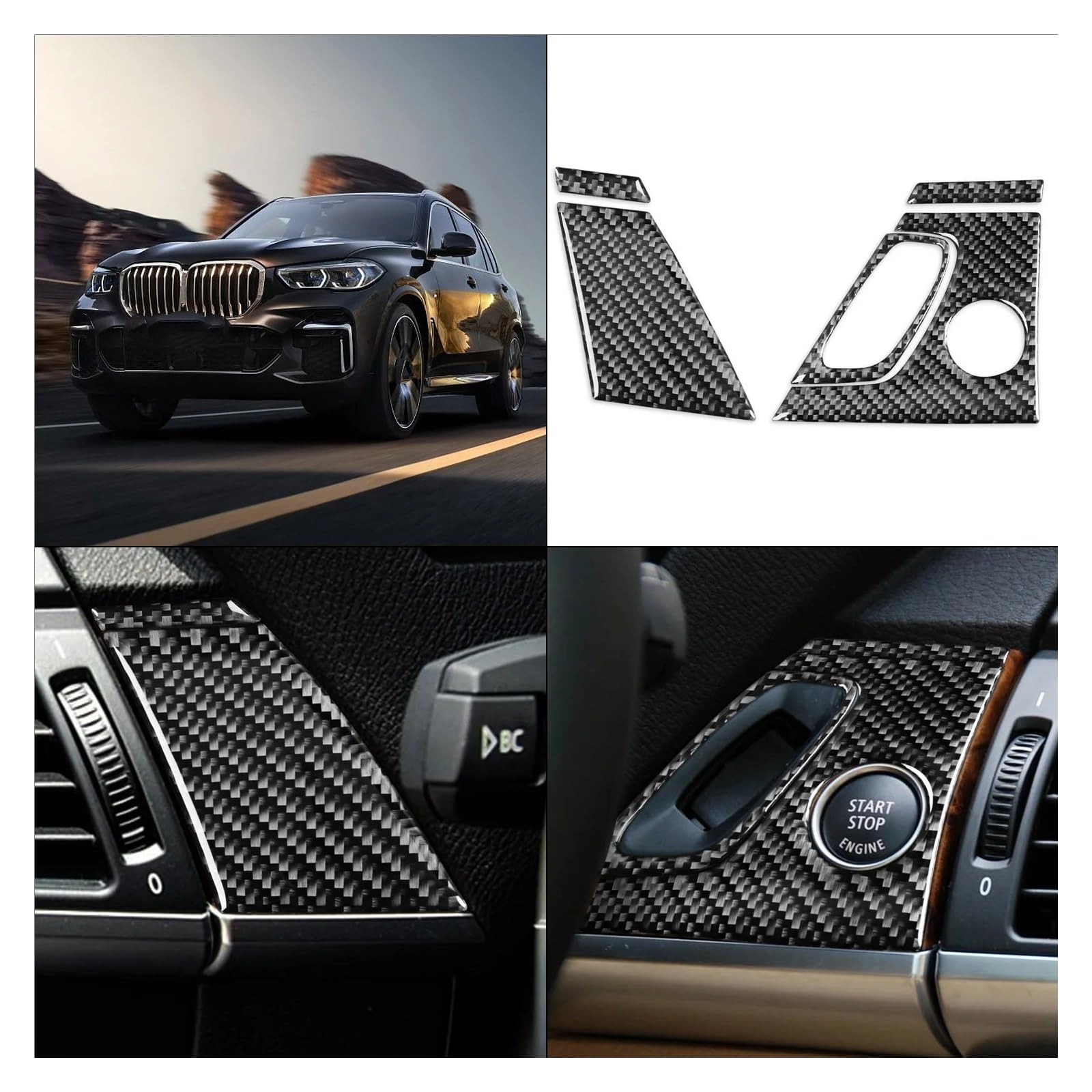BMW X6 X5 カーボンファイバー 内装パーツセット Amazon | 車用内装パーツ 用X5 E70用 X6 E71用 車用 リアルカーボン
