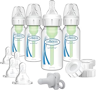 Dr. Brown's Options Slow Flow Bottle Set for Breastfed Baby, 4 Ounce, Clear