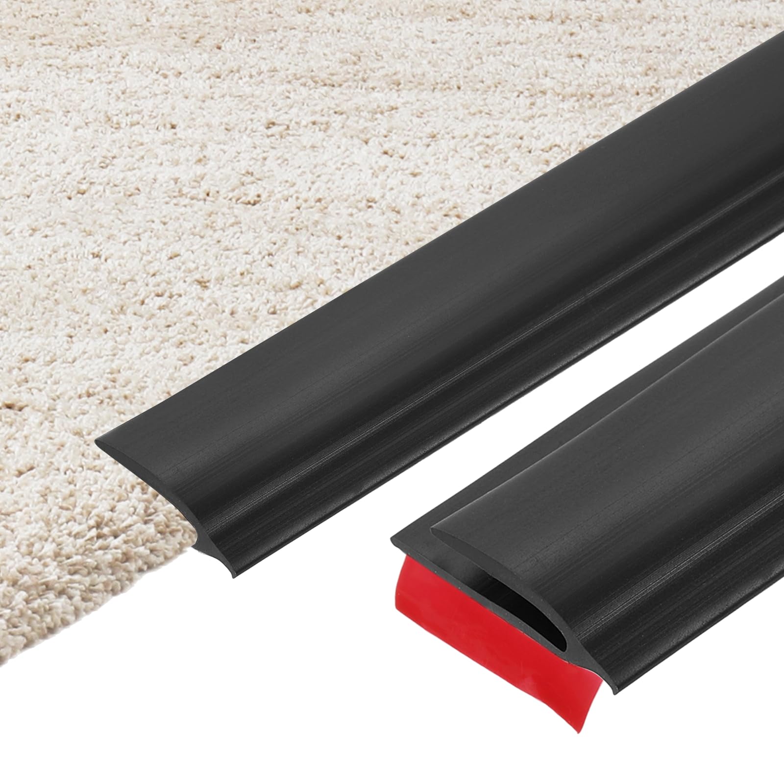 sourcing map 200cm x 32mm x 8mm Carpet to Tile Transition Strip, Self-Adhesive Carpet Edge Strip, PVC Gap Cover, Laminate Edge Trim for Uneven Surfaces, Black — image 1