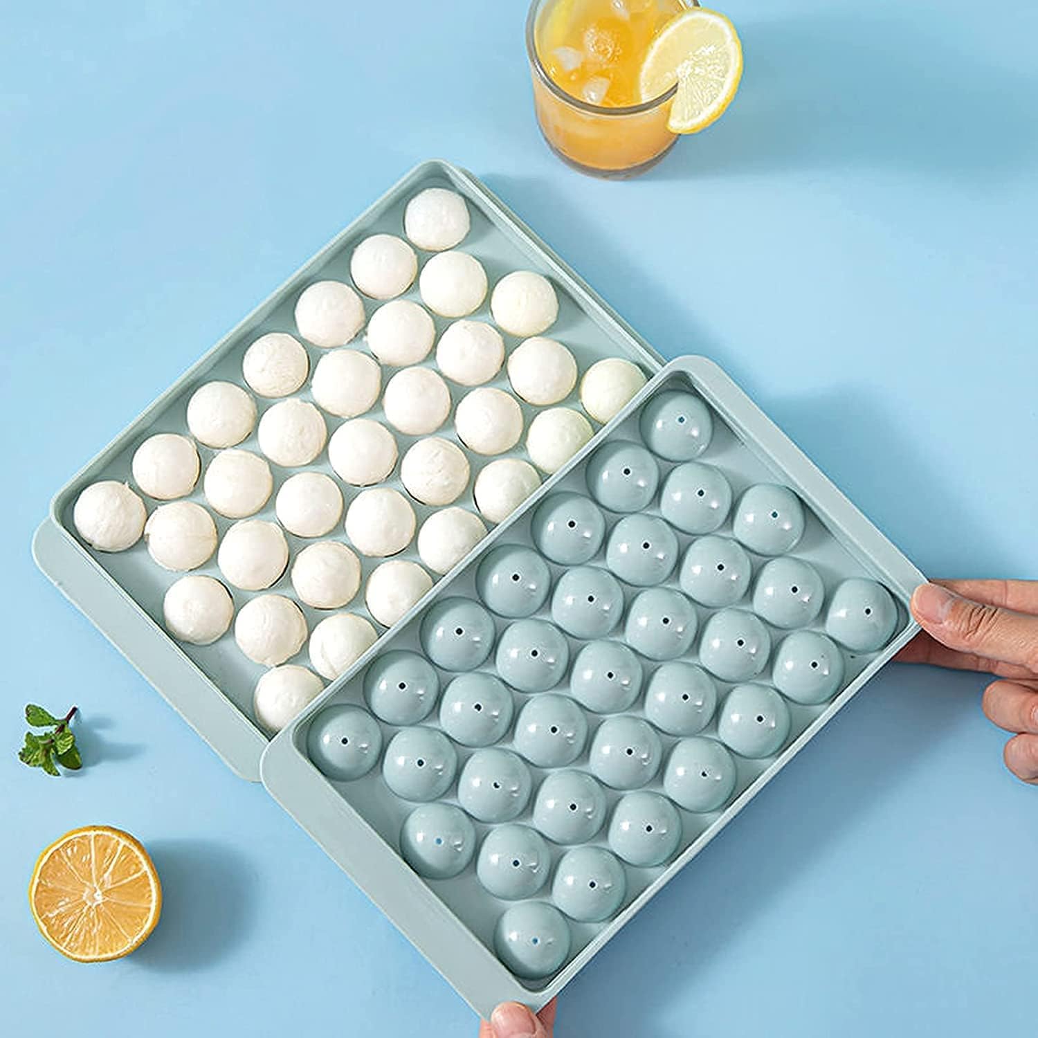 2 Pack Ice Cube Trays for Freezer, Mini Round Ice Ball Maker Mold, Circle Ice Cube Tray Set Making 1