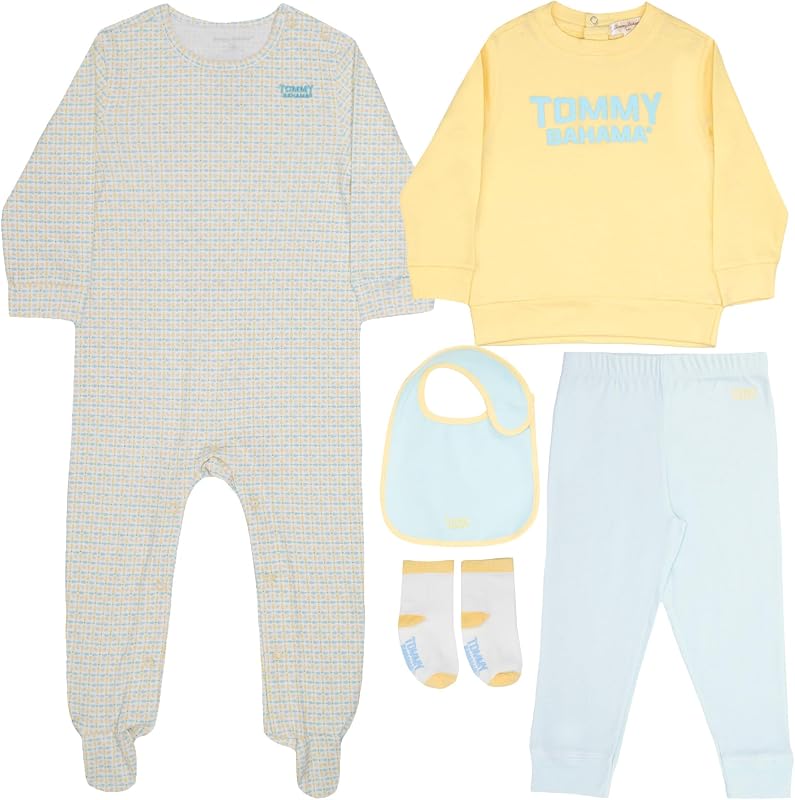 5-Piece Baby Layette Set - Footsie, Shirt, Pants, Bib, and Socks Bundle for Infants and Babies