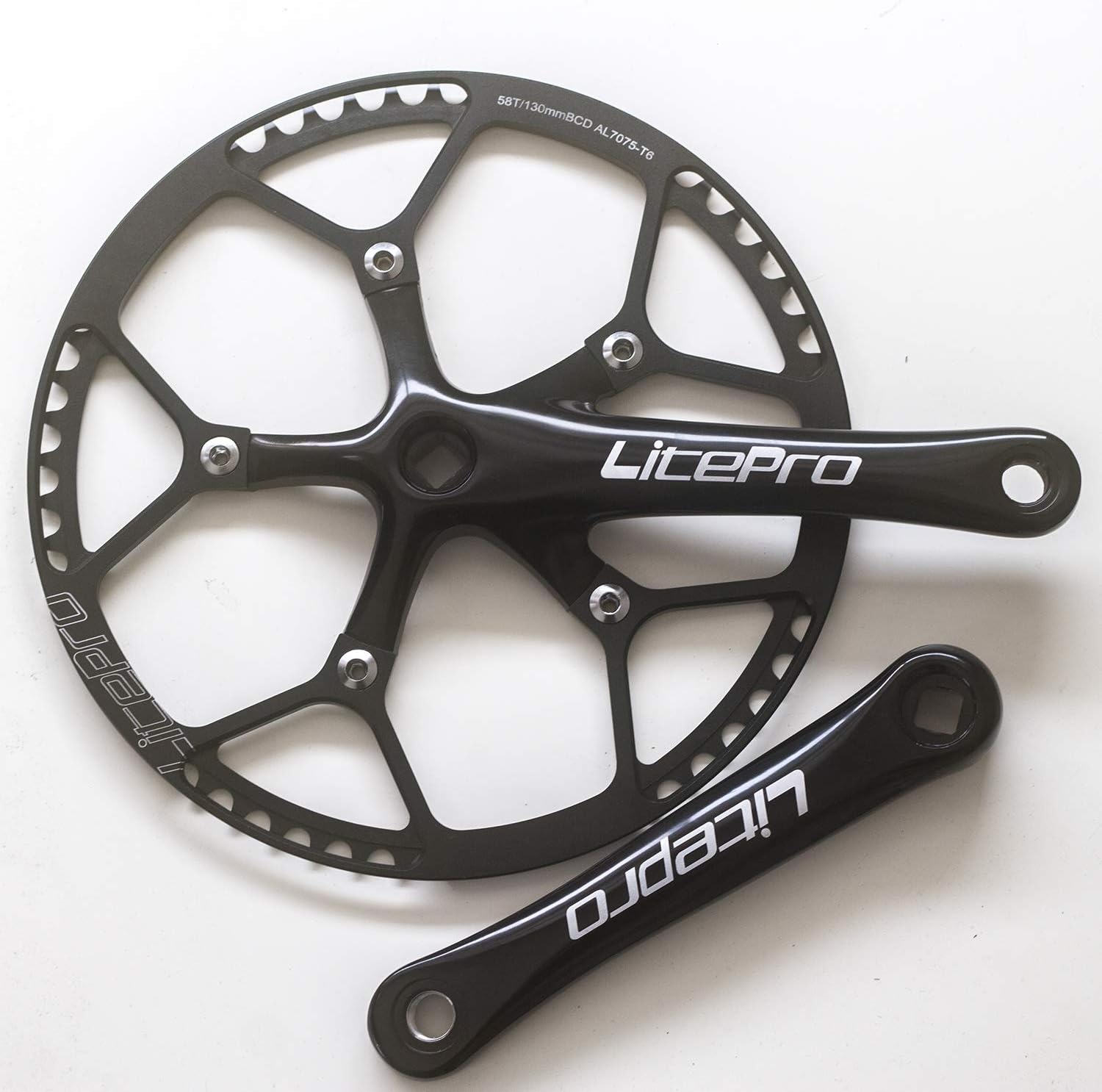 LITEPRO For BROMPTON 58T Crankset Full Set Lightweight Speed Upgrade in BLACK