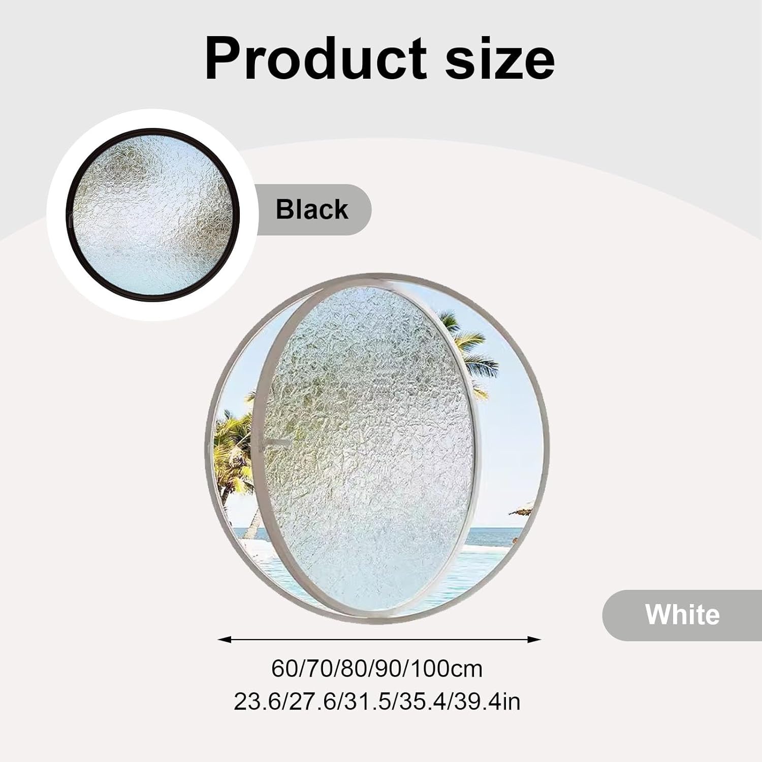 Shed Windows Round Rotating Windows That Open 360° Around Tempered Glass House Window for Attic, Kitchen, Study, Bedroom(White,100cm/39.4in)