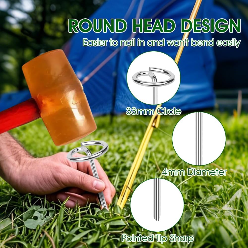 300pcs Landscape Fabric Pins, Bold 8 Gauge Galvanized Steel Garden Staples, Tent Stakes Landscape Fabric Staples Yard Stakes for Decoration Weed Barrier (6in X 300)