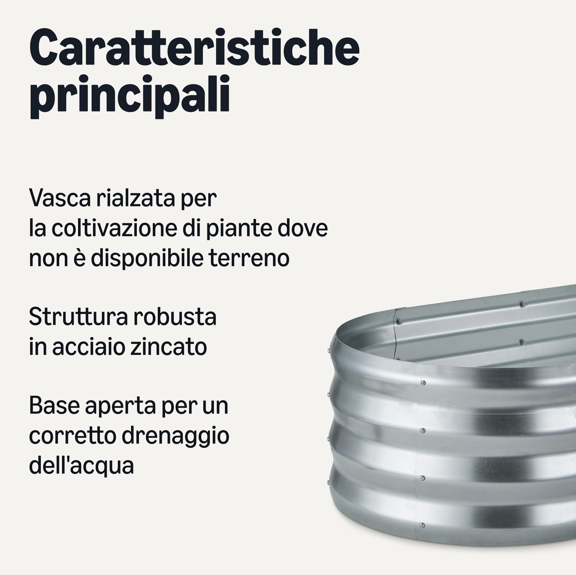 Amazon Basics - Letto da Giardino Rialzato, Acciaio Zincato, 121,8cm x 61cm x 31,2cm, Confezione da 1, Argento
