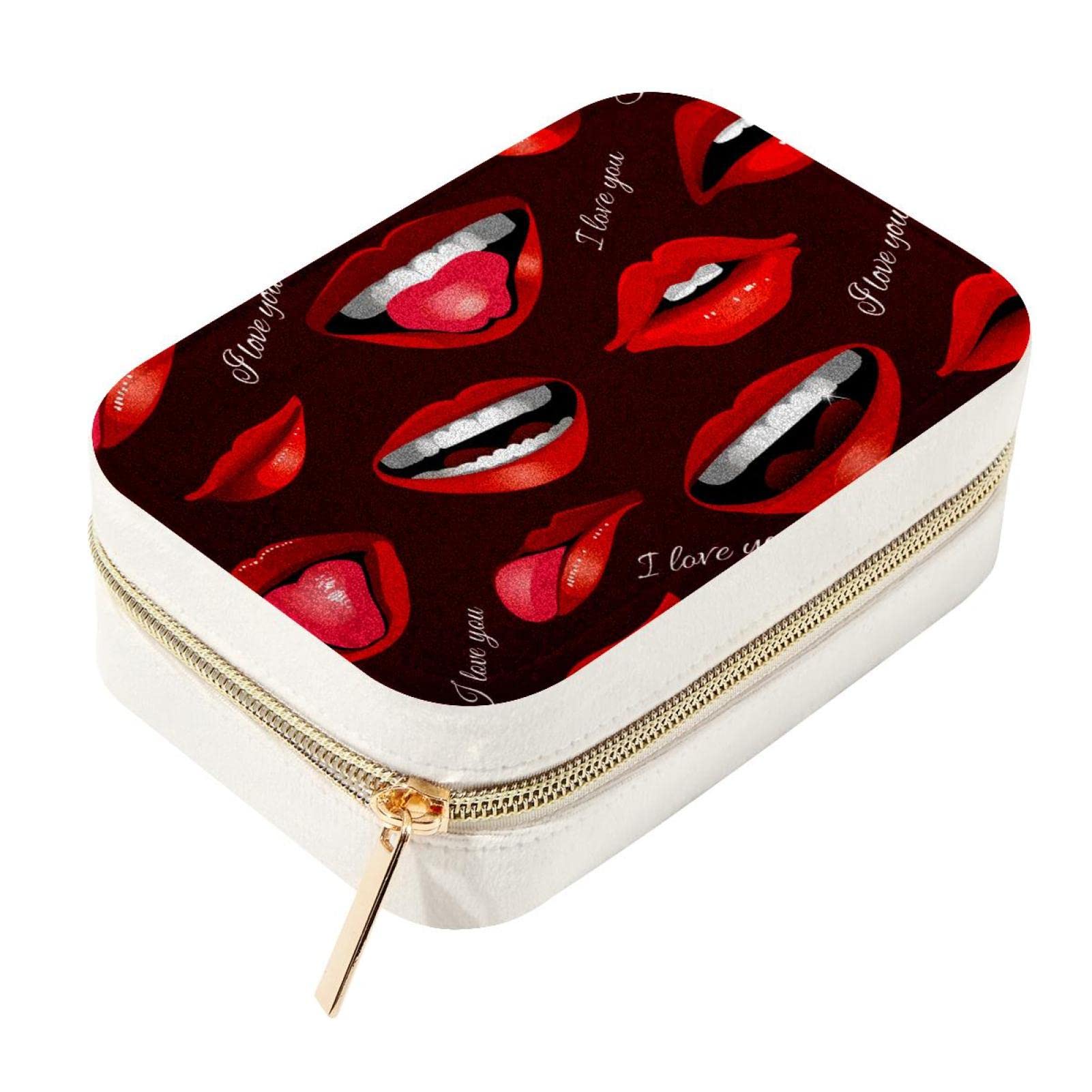 Joyero de terciopelo Lips con cremallera de metal: adiós a las joyas perdidas