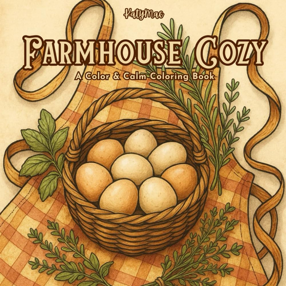 Farmhouse Cozy: A Color & Calm collection of farmhouse and homestead living scenes to inspire relaxation (KatyMac Activity Books)