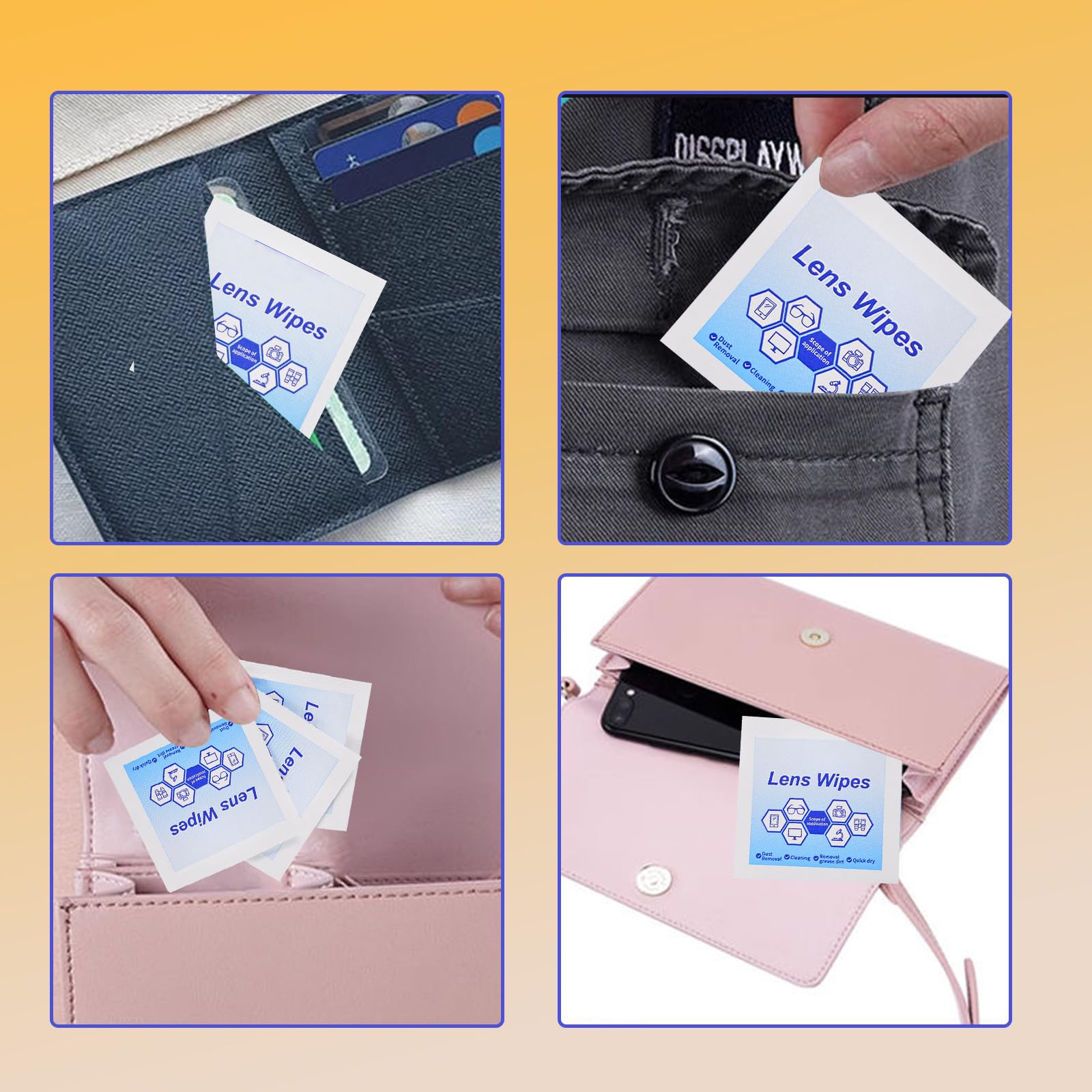 Toallitas para lentes, borradores de gafas se empaquetan por separado, limpiador de gafas para limpiar gafas, lentes de cámara, gafas de sol, pantallas de teléfono móvil, gafas, etc. (200 piezas)