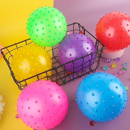 Miniatura 6 de LOVEINUSA 8 bolas de rebote, bolas Knobby con bomba de 7 pulgadas, bolas sensoriales de masaje puntiagudas para niños, recuerdos de fiesta