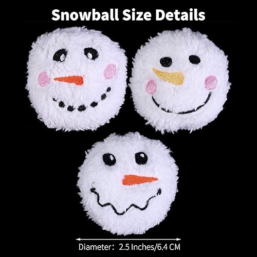 Miniatura 9 de Aneco Juego de 12 bolas de juguete de nieve, bolas de muñeco de nieve de felpa con 1 bolsa realista para adultos y niños, juego de invierno