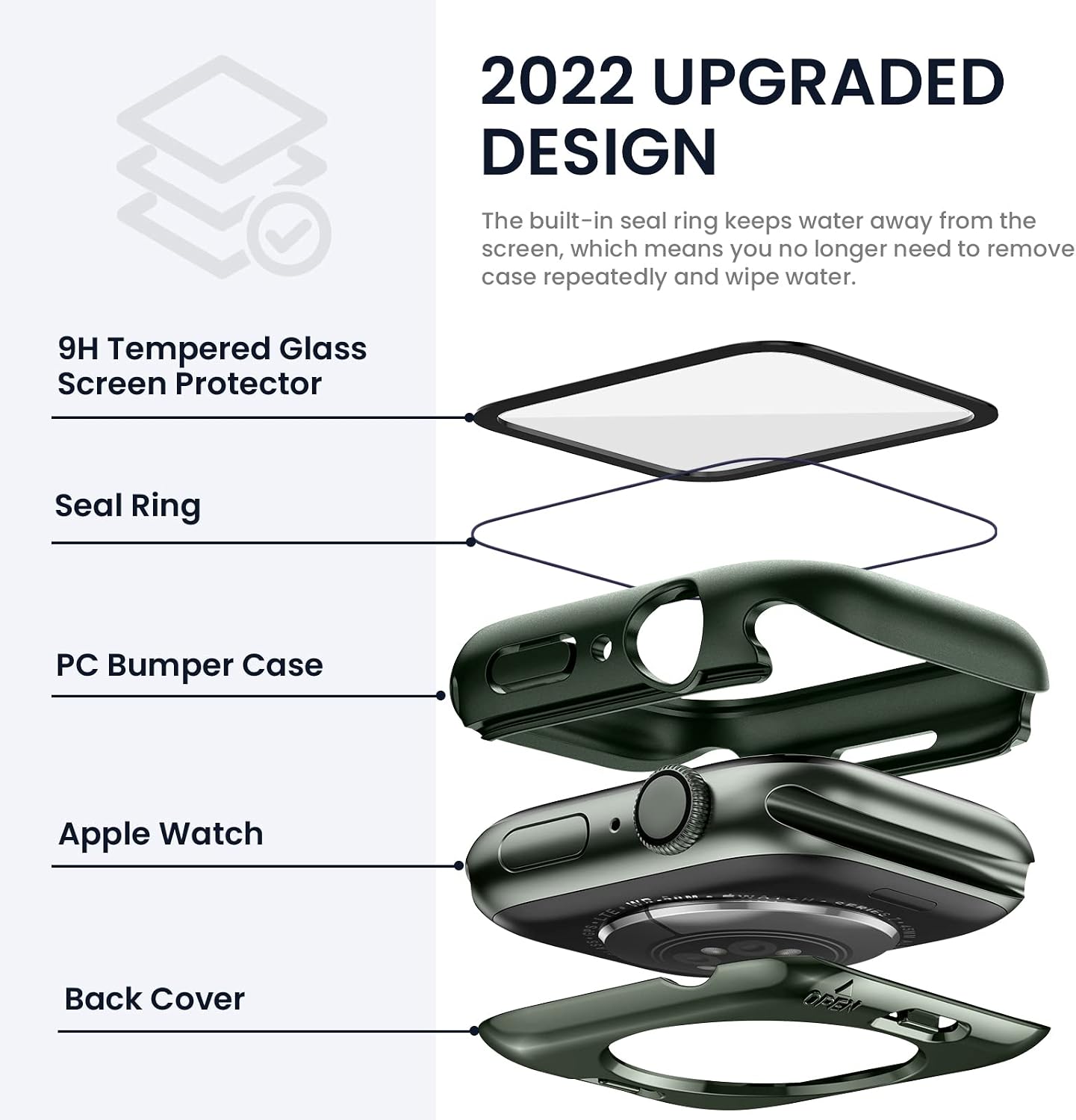 Tensea 2in1 for Apple Watch Screen Protector Case 45mm Series 9/8/7 image 3