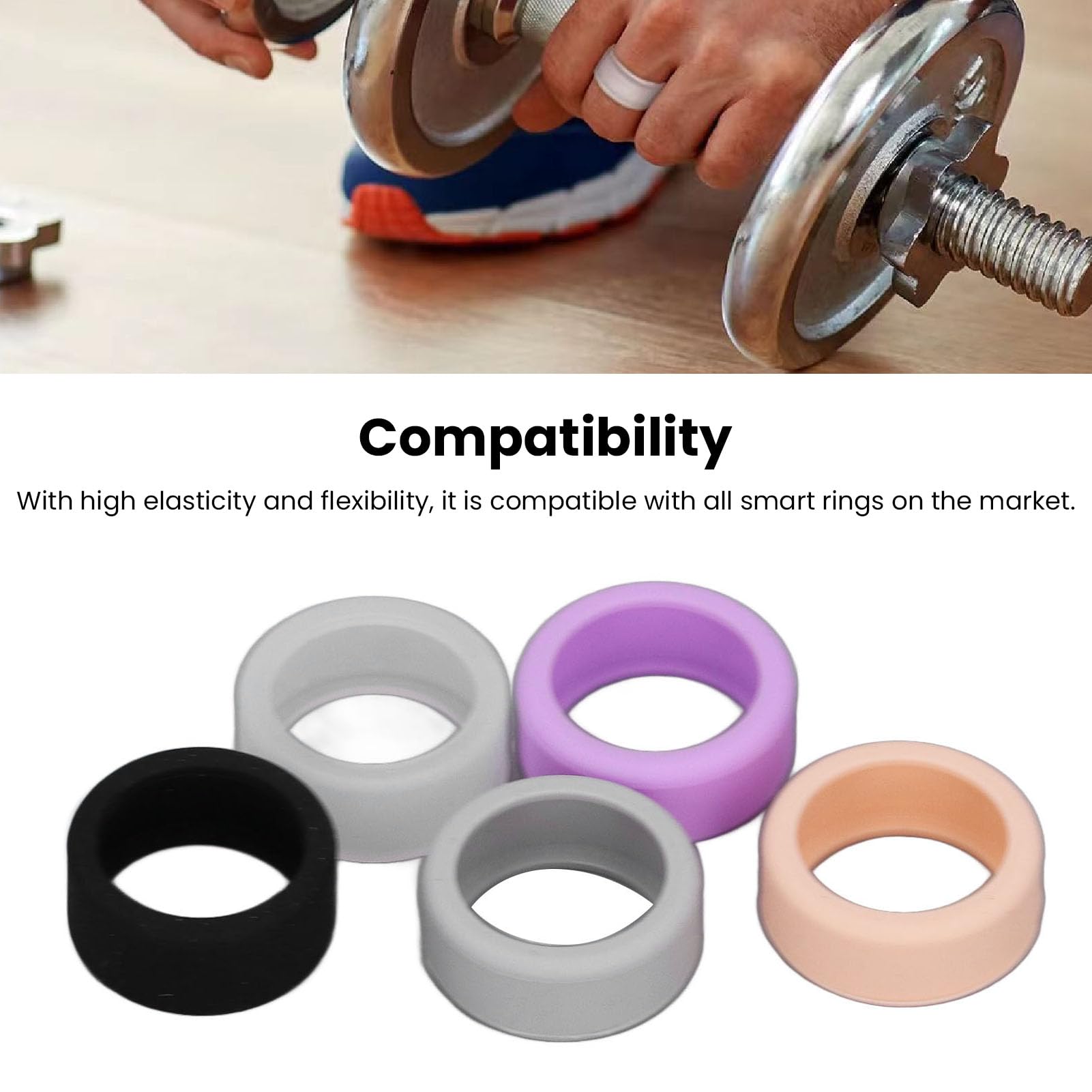 5Pcs Smart Ring Cover, Silicone Smart Ring Protective Cover, Smart Ring Protector Universal for Sports, Housework or Weight Lifting (M)