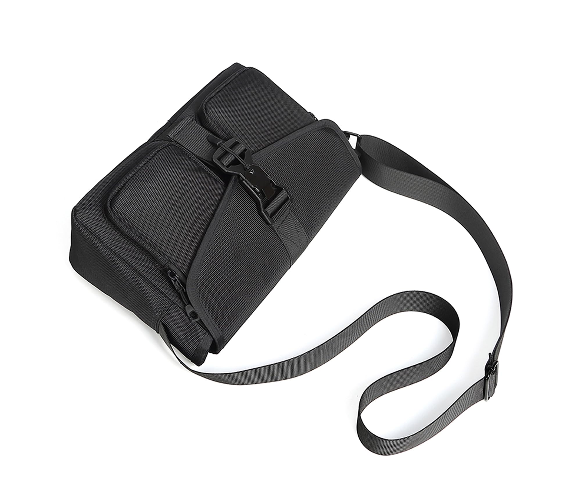Borsa da Uomo a Tracolla Borsa Casual Borsello a Spalla Messenger Bag per Uomini Multitasche in Nylon resistente Km46 nero