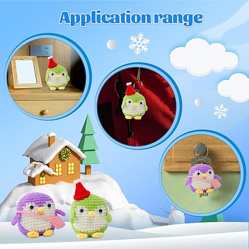 Miniatura 6 de UOOU Paquete de 2 kits de ganchillo, kit de ganchillo de pingüino para principiantes con hilo fácil, tutoriales en video paso a paso, kit completo